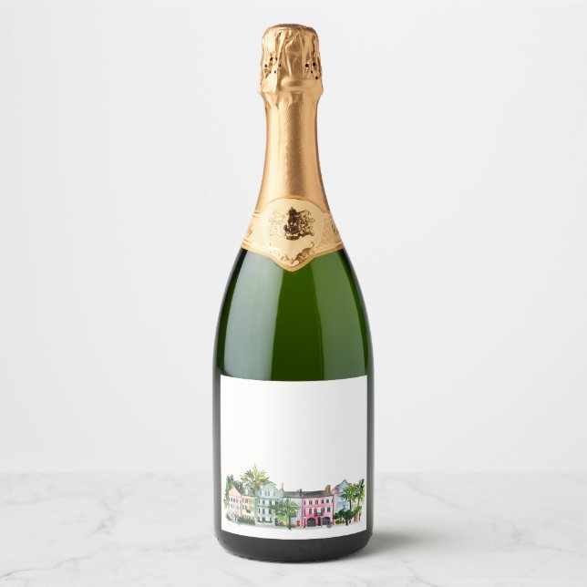 Étiquettes Pour Bouteilles De Vin Mousseux Charleston South Carolina (Devant)