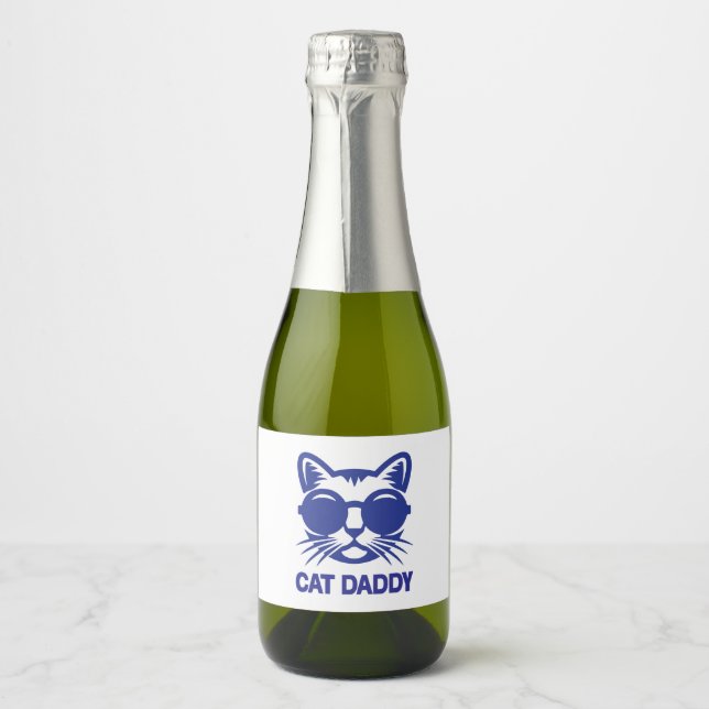 Étiquettes Pour Bouteilles De Vin Mousseux Chat Art Chat Daddy (Devant)