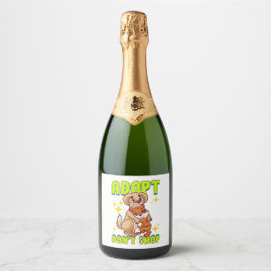 Étiquettes Pour Bouteilles De Vin Mousseux Chat Chien mignon Adopter Ne pas Acheter