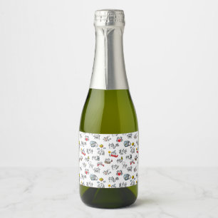 Étiquettes Pour Bouteilles De Vin Mousseux Chats amusants, lait et magie.