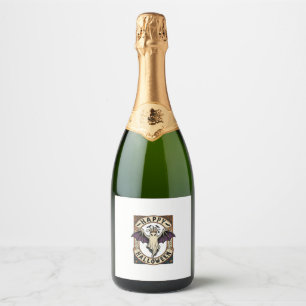 Étiquettes Pour Bouteilles De Vin Mousseux Chemise de gravure vintage de chauve-souris fantôm
