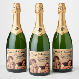 Étiquettes Pour Bouteilles De Vin Mousseux Cherubs Votre Occasion et votre Texte