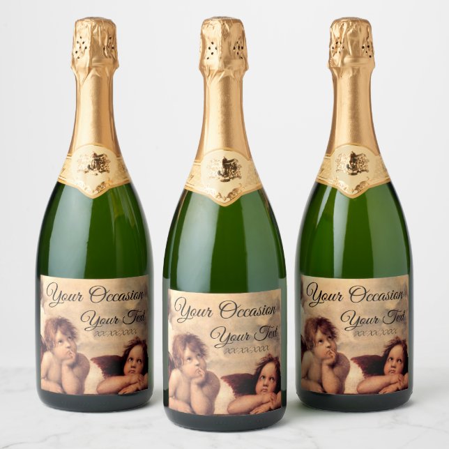 Étiquettes Pour Bouteilles De Vin Mousseux Cherubs Votre Occasion et votre Texte (Bouteilles)