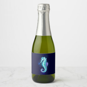 Étiquettes Pour Bouteilles De Vin Mousseux Cheval de mer de glace cristal sur Arrière - plan 