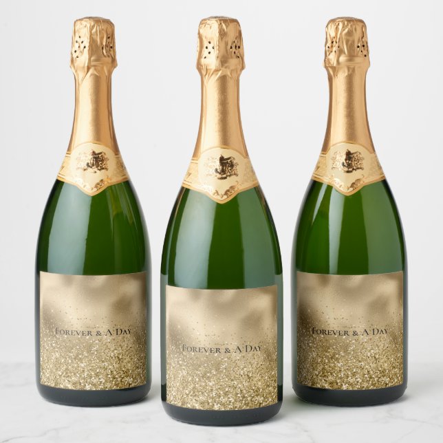Étiquettes Pour Bouteilles De Vin Mousseux Chic Gold Glam Glitzy Parties scintillant Mariage (Bouteilles)