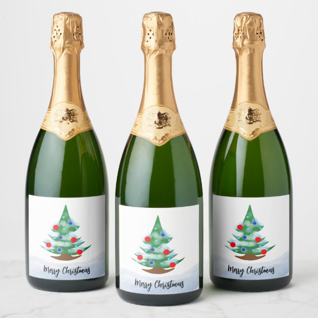Étiquettes Pour Bouteilles De Vin Mousseux Christmas tree (Bouteilles)