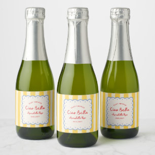 Étiquettes Pour Bouteilles De Vin Mousseux Ciao Bella rayé Anniversaire italien Nom personnal