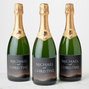 Étiquettes Pour Bouteilles De Vin Mousseux Ciel nocturne mariage sous les étoiles
