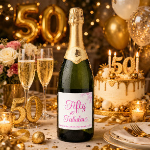 Étiquettes Pour Bouteilles De Vin Mousseux Cinquante ans et Fabuleux Anniversaire avec un scé