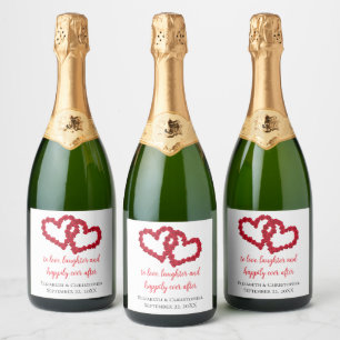 Étiquettes Pour Bouteilles De Vin Mousseux Citations de mariage personnalisées Cœurs rouges M