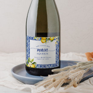Étiquettes Pour Bouteilles De Vin Mousseux Citrons de Squeeze Principaux & Bleus Méditerranée