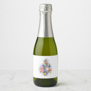 Étiquettes Pour Bouteilles De Vin Mousseux Clé de fer avec roses roses roses
