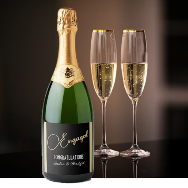 Étiquettes Pour Bouteilles De Vin Mousseux Conception classique pour une fête de fiançailles  (Créateur téléchargé)