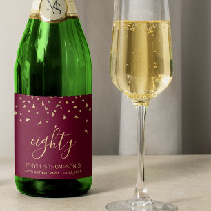 Étiquettes Pour Bouteilles De Vin Mousseux Confettis triangulaires dorés pour 80e anniversair