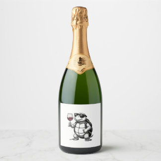 Étiquettes Pour Bouteilles De Vin Mousseux cool turtle drinking red wine art print_1 (2)