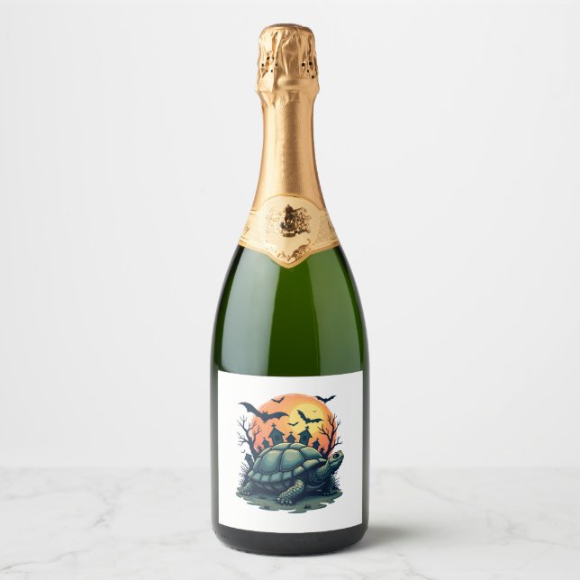 Étiquettes Pour Bouteilles De Vin Mousseux Coquille de tortue hurlante (Devant)