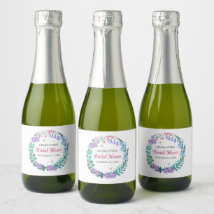 Étiquettes Pour Bouteilles De Vin Mousseux Couronne de fleurs sauvages élégante pour la douch