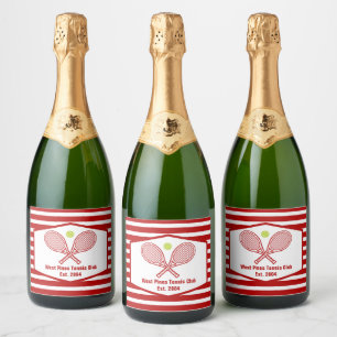 Étiquettes Pour Bouteilles De Vin Mousseux Coutume Tennis Country Club Red Stried