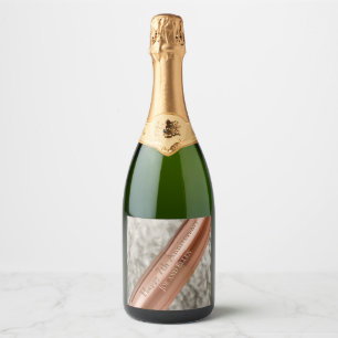 Étiquettes Pour Bouteilles De Vin Mousseux Cuivre et laine du 7e anniversaire