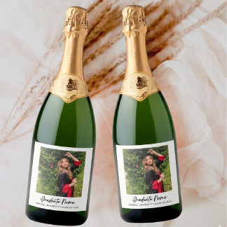 Étiquettes Pour Bouteilles De Vin Mousseux Custom Graduation Photo Champagne Bottle Label