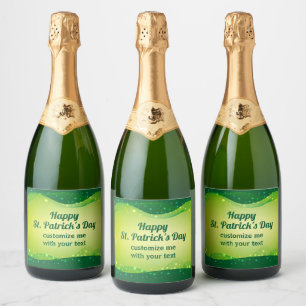 Étiquettes Pour Bouteilles De Vin Mousseux Custom Happy St. Patrick's Day Green Sparkle Party