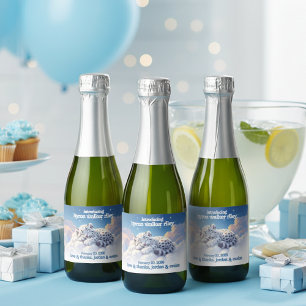 Étiquettes Pour Bouteilles De Vin Mousseux Cute léopard des neiges dormir sur le Baby shower 