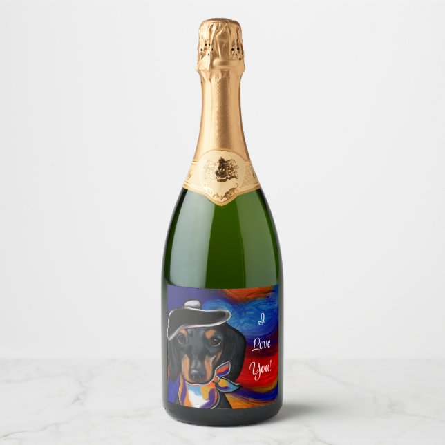 ÉTIQUETTES POUR BOUTEILLES DE VIN MOUSSEUX DACHSHING (Devant)