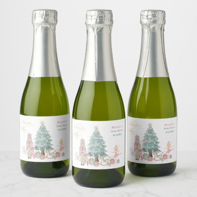 Étiquettes Pour Bouteilles De Vin Mousseux Danse d'hiver Noisette ballon Joyeux Christma (Bouteilles)