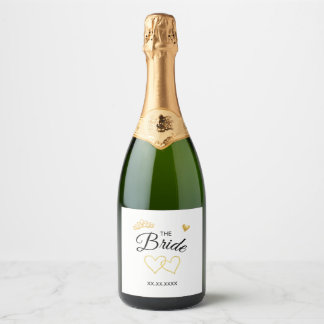 Étiquettes Pour Bouteilles De Vin Mousseux Date de mariage de la mariée, design élégant