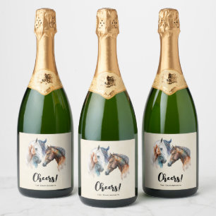 Étiquettes Pour Bouteilles De Vin Mousseux De Beaux Chevaux Style Boho Occidental Bravo!