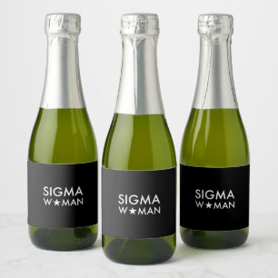Étiquettes Pour Bouteilles De Vin Mousseux Déclaration d'état d'esprit de la femme Sigma Noir