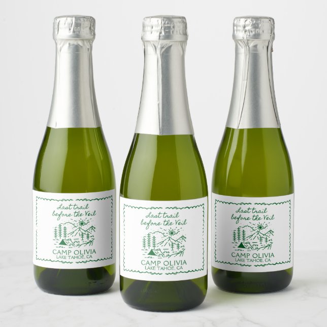 Étiquettes Pour Bouteilles De Vin Mousseux Dernière randonnée avant la fête de Bachelorette d (Bouteilles)