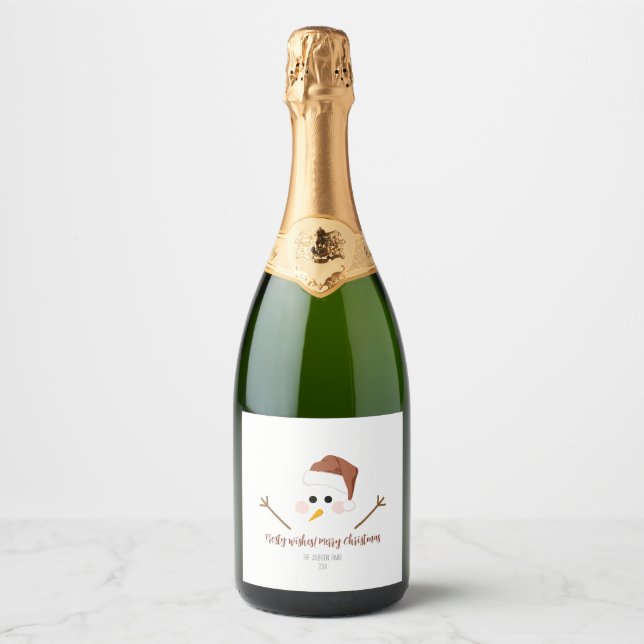 Étiquettes Pour Bouteilles De Vin Mousseux Des voeux de givre ! Joyeux Noël (Devant)