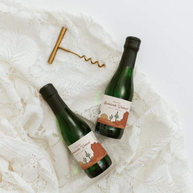 Étiquettes Pour Bouteilles De Vin Mousseux Desert Bachelorte à thème (Créateur téléchargé)