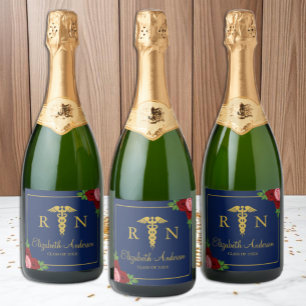Étiquettes Pour Bouteilles De Vin Mousseux Diplômation d'infirmière