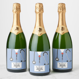 Étiquettes Pour Bouteilles De Vin Mousseux Diplôme de médecin École de médecine Vin pétillant