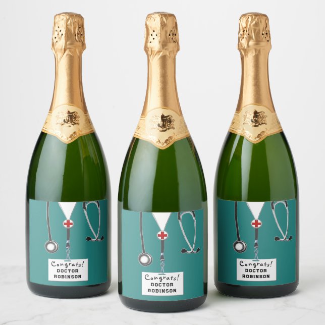 Étiquettes Pour Bouteilles De Vin Mousseux Docteur Graduation école Médicale (Bouteilles)