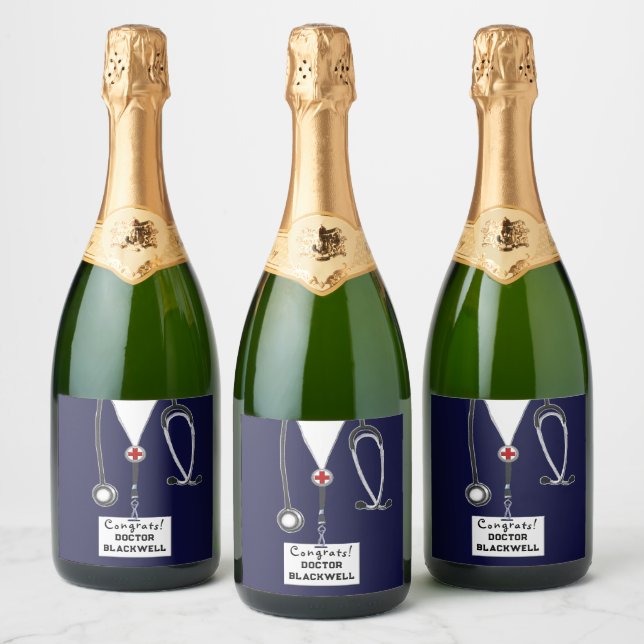 Étiquettes Pour Bouteilles De Vin Mousseux Docteur Graduation École Médicale Grad (Bouteilles)