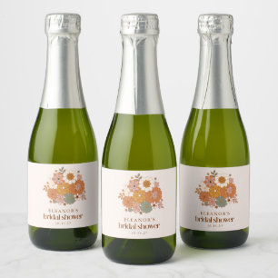 Étiquettes Pour Bouteilles De Vin Mousseux Douce Fête de Mariage Bohème Rétro Florale Nom Per