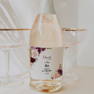 Étiquettes Pour Bouteilles De Vin Mousseux Douceur Verte Mariage Floral de Bourgogne