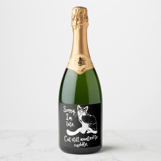 Étiquettes Pour Bouteilles De Vin Mousseux Drôle chat dit des citations de chat (Devant)