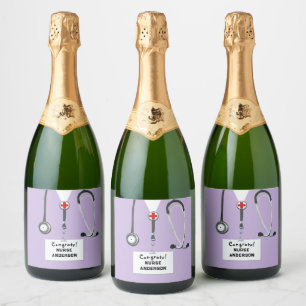 Étiquettes Pour Bouteilles De Vin Mousseux École d'infirmières remise des diplômes Vin pétill