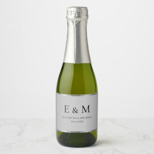 Étiquettes Pour Bouteilles De Vin Mousseux Économisez la date personnalisée tendance monogram