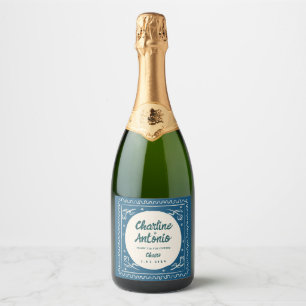 Étiquettes Pour Bouteilles De Vin Mousseux Écriture manuscrite Mariage rétro
