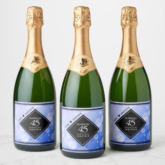 Étiquettes Pour Bouteilles De Vin Mousseux Élégant 45e anniversaire de Mariage Sapphire (Bouteilles)