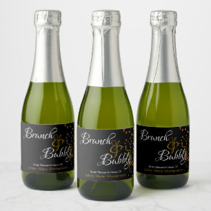 Étiquettes Pour Bouteilles De Vin Mousseux Elégant Brunch Bubbly Fête des mariées Gold Confet