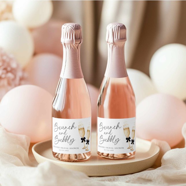 Étiquettes Pour Bouteilles De Vin Mousseux Élégant Brunch et Mariage Bulles (Gold Brunch and Bubbly Mini Champagne Labels)