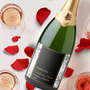 Étiquettes Pour Bouteilles De Vin Mousseux Elégant Fruit Sparkling Cranberry Vin noir Étiquet