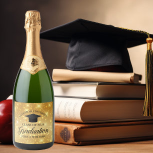 Étiquettes Pour Bouteilles De Vin Mousseux Élégant Graduation Gold Sparkle Custom Class Année