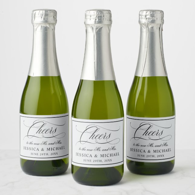 Étiquettes Pour Bouteilles De Vin Mousseux Élégant Mariage Script Sparkling Vin Toast (Bouteilles)